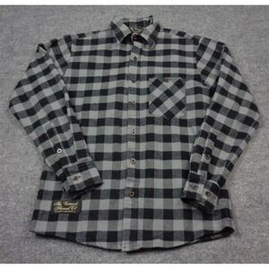 The Vermont Flannel Co Flannel Shirt Mens‎ Small Black Gray Plaid Button Up USA